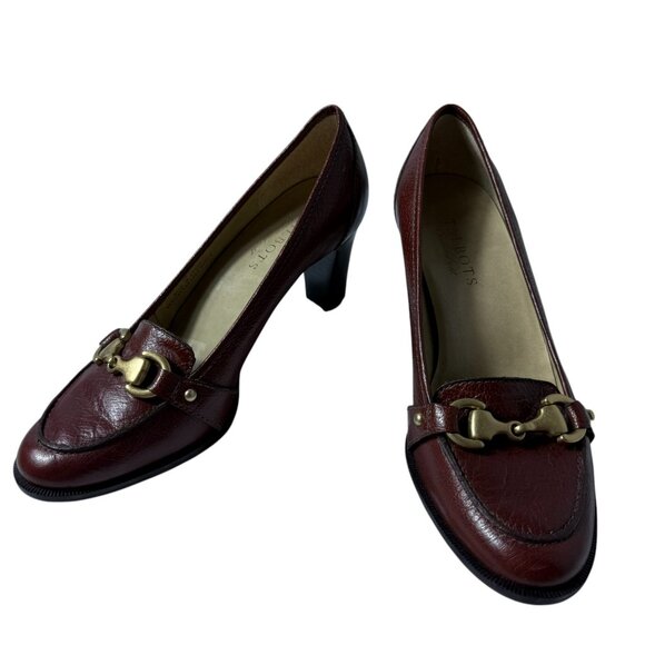 Talbots Burgundy Leather Heels – Size 7B - Picture 1 of 11